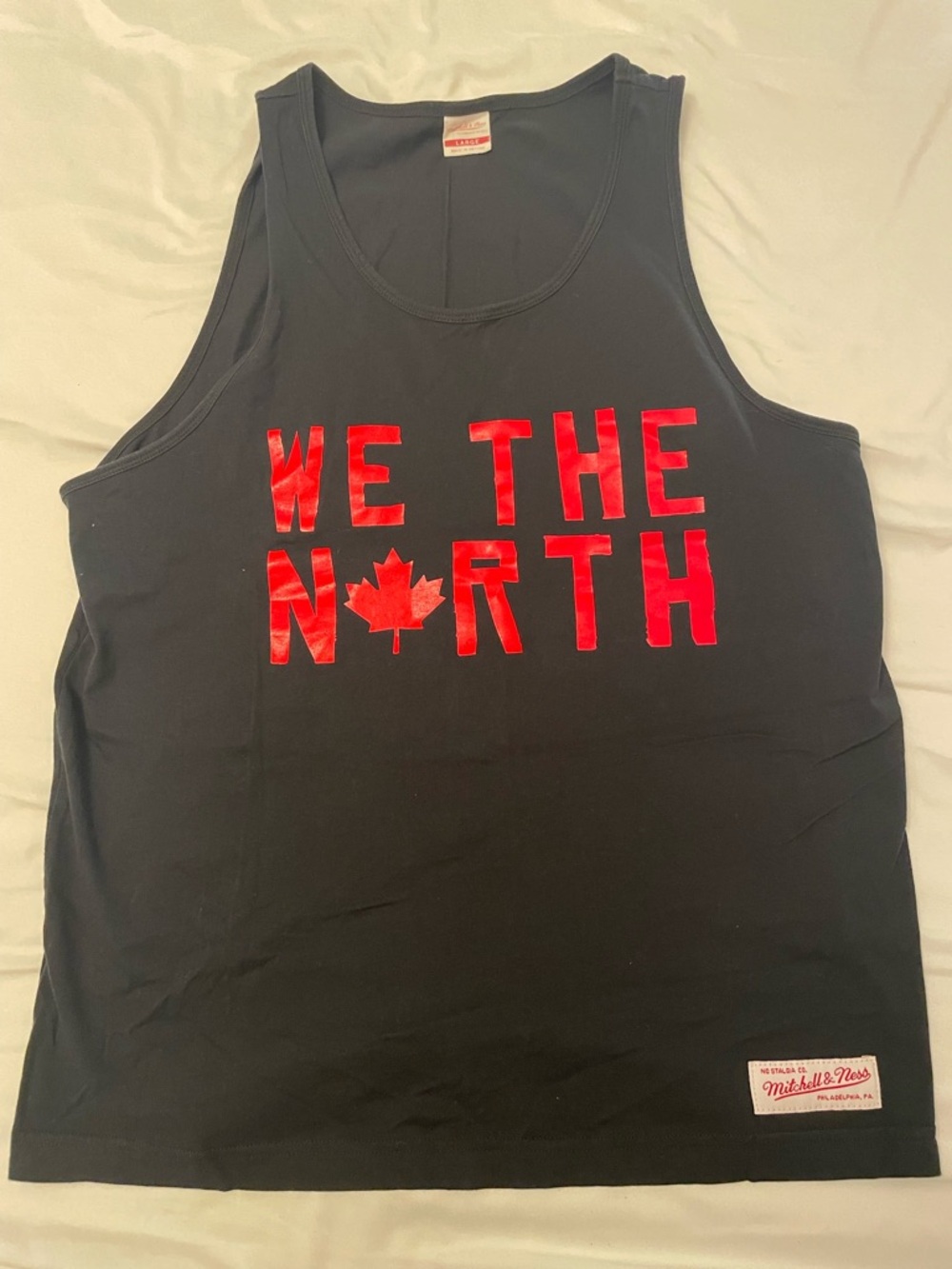 Mitchell & Ness Black Tank Top with Red "WE THE NORTH" Text